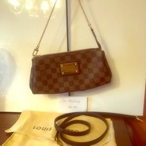Auth Louis Vuitton Eva Damier Ebene Crossbody Bag